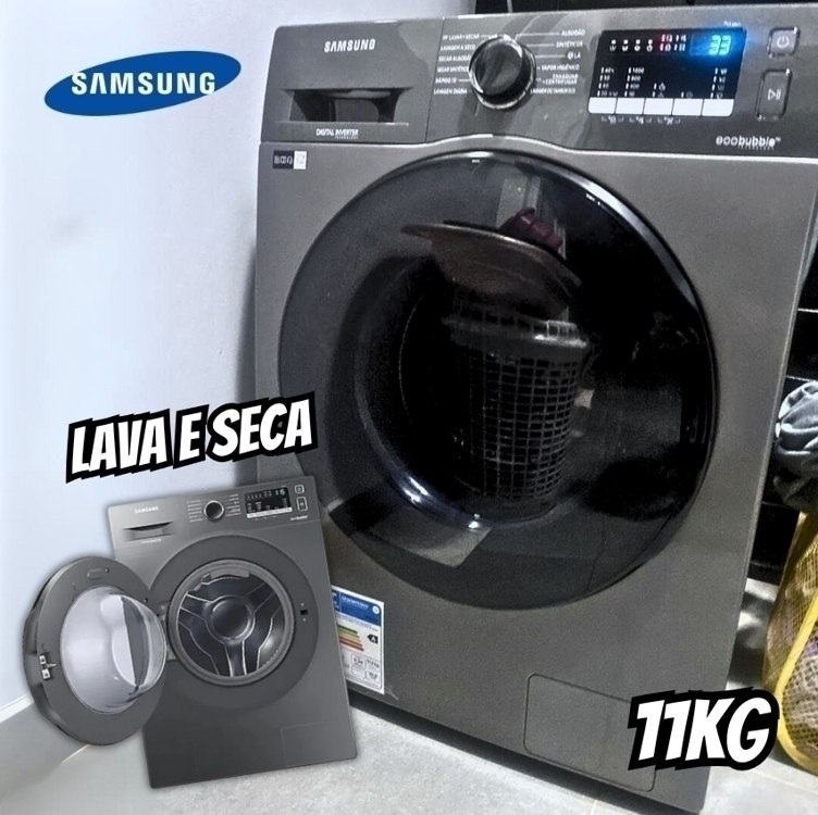 Lava e Seca Samsung WD11A com Ecobubble WD11A4453BX Inox Look 11/7kg ...