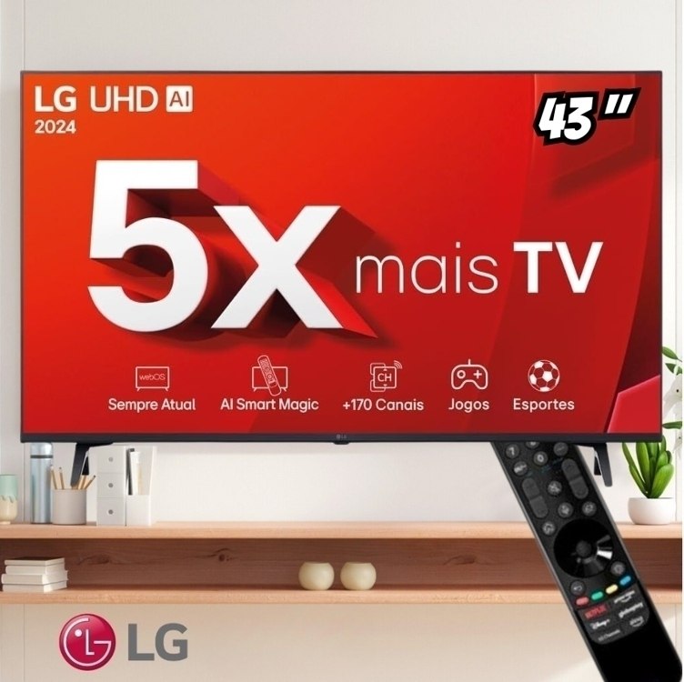 Smart TV 4K 43" LG UHD 43UT8000 Processador α5 Ger7 AI Alexa/Chromecast ...