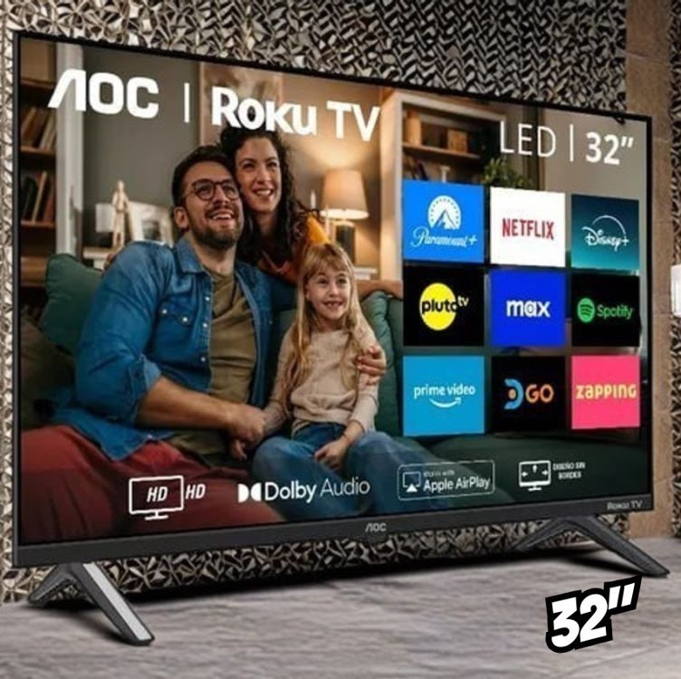 Smart TV 32" HD AOC Roku 32S5045/78G TV HDMI 1 USB Wifi Conversor ...