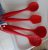 Kit de Colher, concha, espátula e escumadeira em silicone (Vermelho)