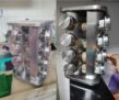 Porta Temperos Condimentos 16 Potes Giratorio Quadrado Inox MM House