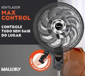 Ventilador Mallory Coluna Max Control com controle remoto -Hélice de 15 Pás