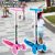 Patinete Infantil 3 Rodas Dobrável Com Luzes LED Altura Regulável (Rosa)
