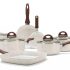 Conjunto de panelas ColorStone 4 peças de alumínio com antiaderente e tampa de vidro, Titânio, ALU8709-TI, Euro Home