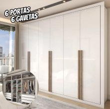 Guarda-Roupa Casal Severo 6 Portas 6 Gavetas Branco – Panorama Móveis