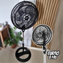 Ventilador Coluna 40cm Super Turbo 8 Pás, Mondial, Preto/Prata, 140W, 110V – VTX-40C-8P