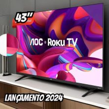 AOC 43S5135/78G – Smart TV LED 43″ Full HD, Design sem bordas, Wifi, Conversor Digital, USB, HDMI