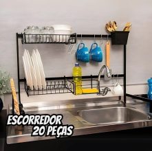 Cozinha Suspensa Modular Autosustentável Escorredor 20 Peças (PRETA)