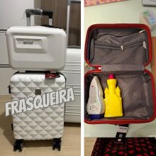 Frasqueira Necessarie de Viagens Wall Strret Média de mão PP+ABS Rígida Fechamento em Ziper com Organizador Interno, Bordô, Santino – ATAF192M