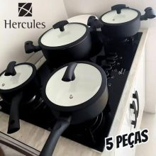 Conjunto Panelas 5 Peças Ceramica 3mm Hercules Indução Preto