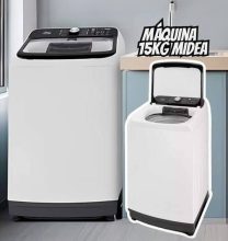 Lavadora de Roupas Midea 15kg Cesto Inox Branca Wave Agitator