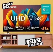 Hisense Smart TV UHD 4K 58 Polegadas 58A6K HDR10+ Dolby Vision Controle por Voz Compatível com Alexa