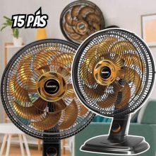 Ventilador de Mesa e Parede Mallory Egeo, Silencioso, Hélice de 15 pás, Grade Especial em Sistema TS, Máxima Vazão e Mínimo Ruído – PR-DR – 220V