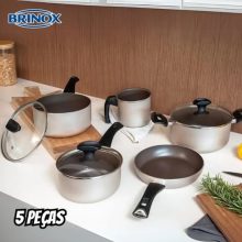 Brinox – Jogo de Panelas Antiaderente Ceramic Life 5 Peças Essence – Champanhe