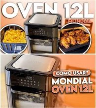 Fritadeira Elétrica sem Óleo/Air Fryer Mondial Forno Oven AFON-12L-BI Preta 12L