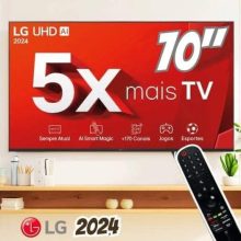 Smart TV 70″ 4K LG Ultra HD 70UT8050 com Processador a5 Ger7 AI, Alexa/Chromecast integrado, Otimizador de Jogos, webOS 24 e Controle Smart Magic