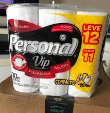 Personal VIP – Papel Higiênico, Folha Dupla, 12 unidades (Embalagem pode variar)