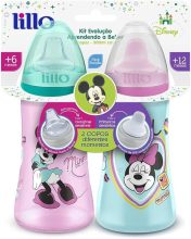 Lillo Kit 2 Copos Colors Bico De Silicone Disney Minnie Rosa