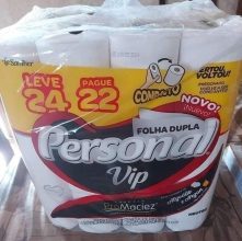 Personal VIP – Papel Higiênico Folha Dupla, Branco 24 unidades (Embalagem pode variar)