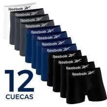 Kit 12 Cuecas Boxer Microfibra Reebok Adulto Box Sem Costura