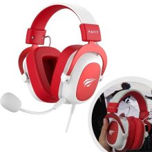 Headphone Fone de Ouvido Havit HV-H2002d Red, Gamer, com Microfone, Falante 53mm, Plug 3, 5mm: compatível com XBOX ONE e PS4, HAVIT, HV-H2002d Cor Vermelho e Branco