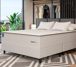 Cama Box Queen (Box + Colchão) Plumatex – de Mola Ensacada 71cm de Altura Magnum Maxx