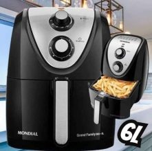 Fritadeira Sem Óleo Air Fryer 6L, Mondial, Preto/Inox, 1900W, 110V – AFN-60-BI