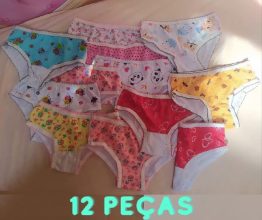 Calcinha Infantil Kit 12 Peças 100% Algodão