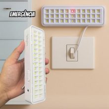 Luminária De Emergência 30 LEDS 2W Elgin Bivolt Bateria até 6 horas Luz Branca Fria