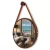 Espelho Redondo Decorativo Suspenso Com Alça 50cm + Suporte Marrom Alça Caramelo – ORNATO